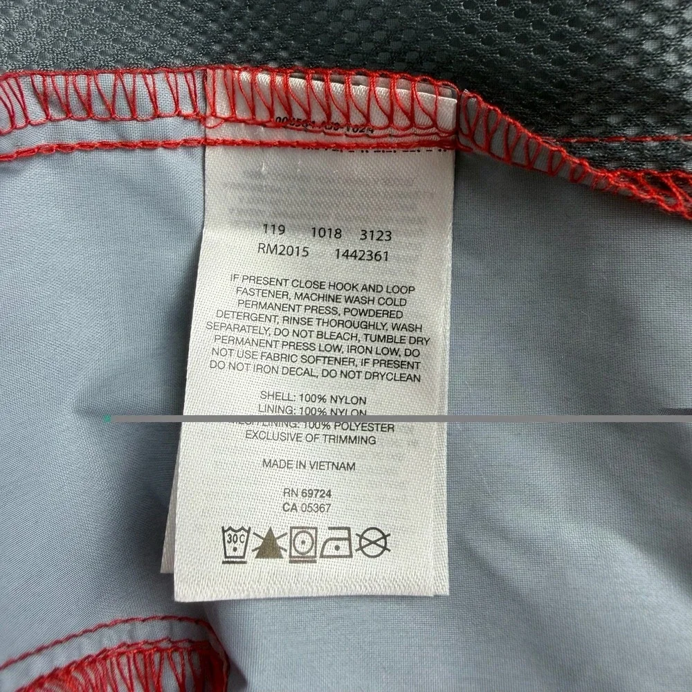 Columbia Windbreaker Jacket Size Men's XL Red Gray Hood Packable Full Zip Up